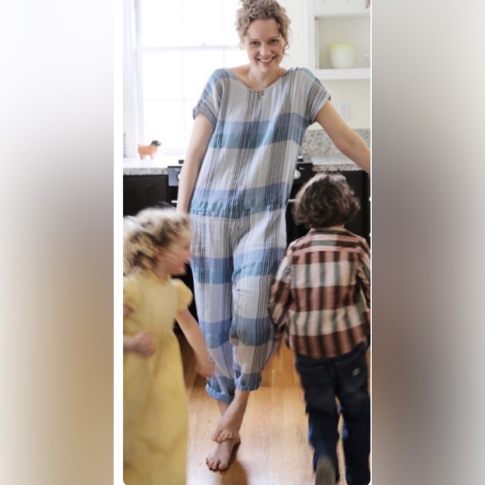 Ace & Jig Blue Striped Jumpsuit Pants Romper XS See pix! Anthropologie